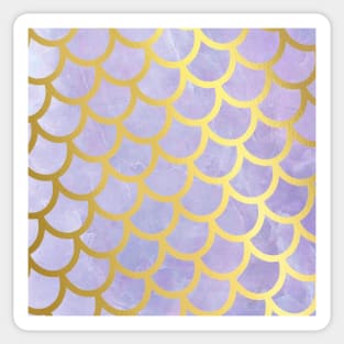 Gold Mermaid Scales on Purple Marble Sticker